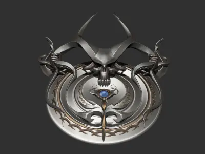 Shield high poly with horns 3D model