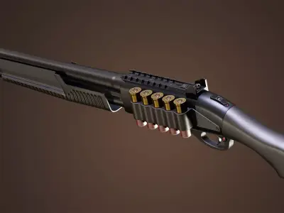 Pump Shotgun Game Rready Low-poly 3D model