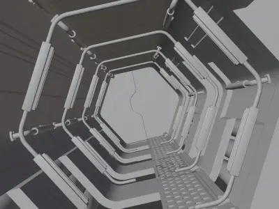 ANIMATED SCI FI CORRIDOR  Low-poly 3D model