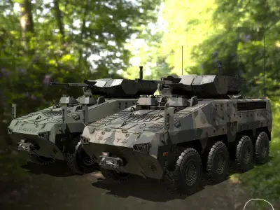 BARYS 8x8 Armoured Wheeled Vehicle Low-poly 3D model
