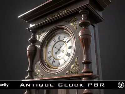 Antique Victorian Clock Low-poly 3D model
