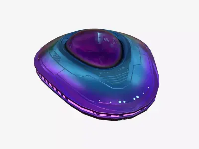 Alien Spaceship UFO C04 Purple Blue - Sci Fi Spacecraft Design Low-poly 3D model