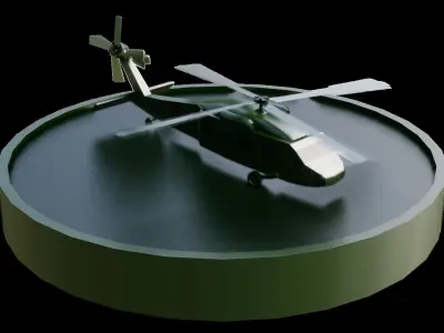 Low Poly Army Chopper or Helicopter Low-poly 3D model