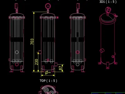 Cartridge Filter-3X20inch-SS304 3D model