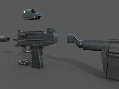 UZI-Pro gun Low-poly 3D model