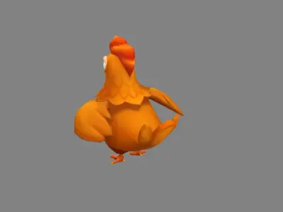 Cartoon rooster Low-poly 3D model