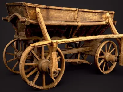 Old Wooden Cart Low-poly 3D model shop
