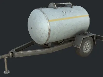 Pbr Small Semitrailer Tanker - Tank  Low-poly 3D model