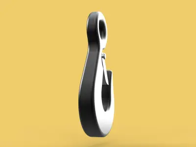 STANDARD EYE HOOK FORGED SINGLE LIFTING CRANE TON HOIST LATCH 3D model