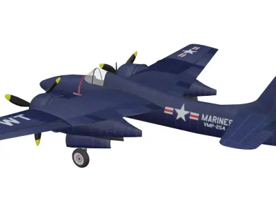 Grumman F7F Tigercat Low-poly 3D model purchase