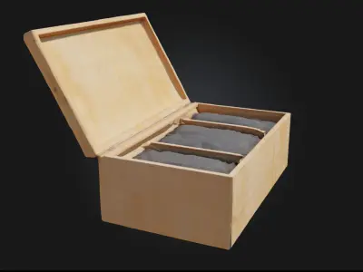 Wooden Box with Grains  Rustic Storage Full of Rural Charm 3D model