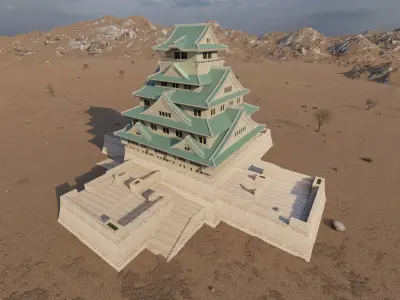  Osaka Castle-Hikone Japanese Castle 3D model