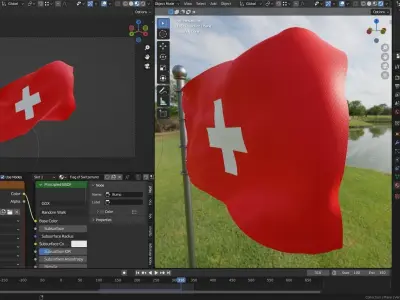 Animated Switzerland Flags  3D model