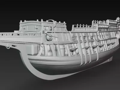 Royal Galleon Ship - Historical War Vessel 3D Model 3D print model