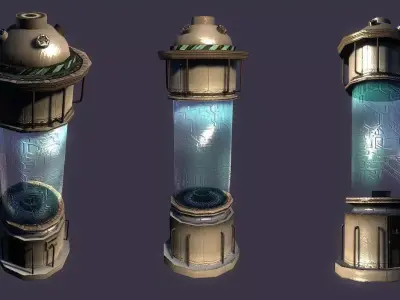 Science Fiction Incubator or Stasis Pod Low-poly 3D model