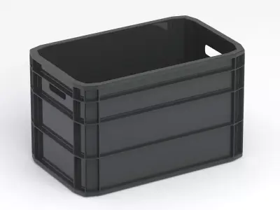 Portable Plastic Crate Black 3D model
