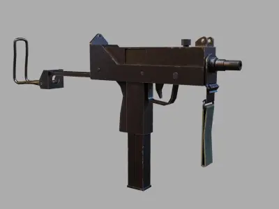 Mac-10 phone with cord Low-poly 3D model
