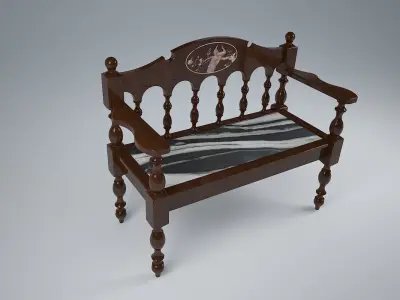 ANTIQUE BENCH 2 SEATERS 3D model