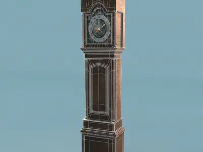 Antique Grandfather Clock Low-poly 3D model