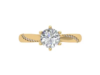 Solitaire Engagement Art Deco Ring 3D print model 46