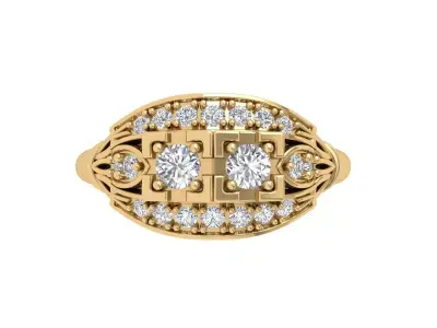 Solitaire Engagement Art Deco Ring 3D print model 80