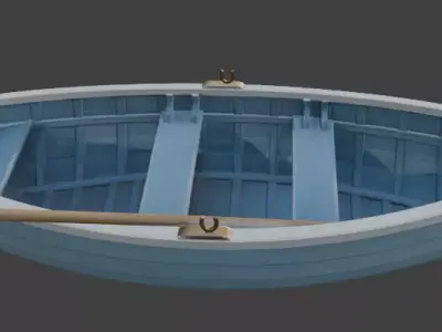 Small Blue Rowboat Clean Classic Boat 3D Model 3D model