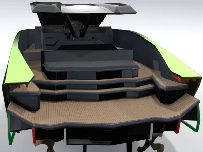 Tecnomar 63 motor yacht speedboat GREEN 3D model