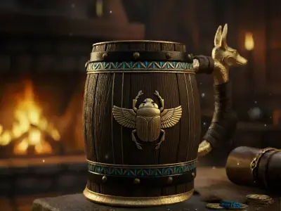 Scarab Cup Egyptian 3D Model STL File 3D print model