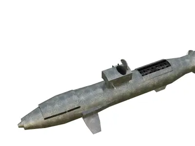 Warship metal submarine Low-poly 3D model