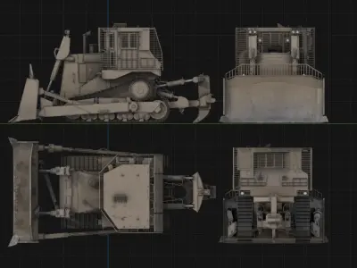 Armoured Bulldozer Low-poly 3D model