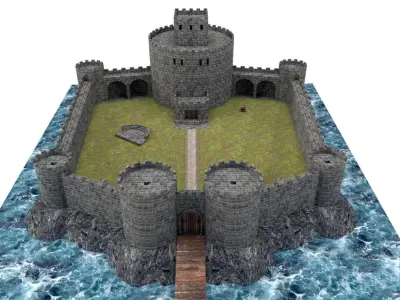 Castle on island 3D model
