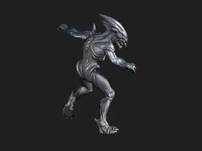 Alien Spitter Sci-Fi Creature Rigged Low-poly 3D model