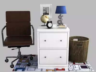 Logan File Cabinet Antique White 3D model