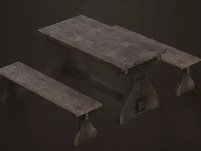 Medieval Dining Table Free low-poly 3D model