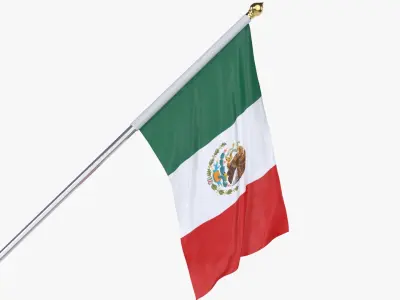 Mexico Cloth Flag Wall Mount Animated 3D model