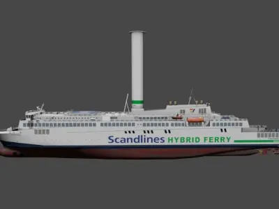 Scandlines hybrid ferry Low-poly 3D model