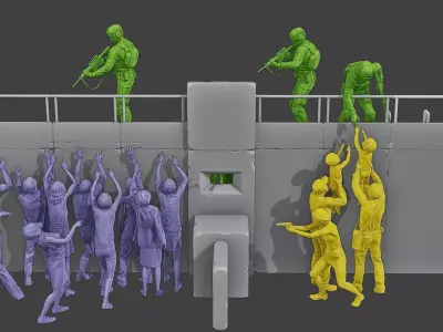 Concrete Diorama Zombies vs Soldiers 3D Model Pack