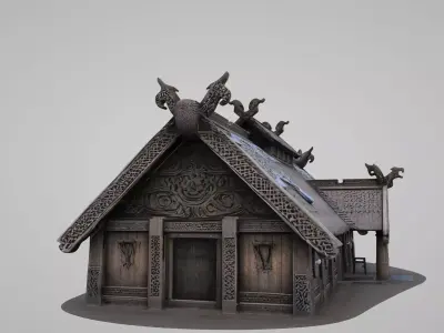  Medieval Viking village house 3D model Low-poly 3D model