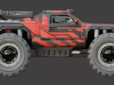 Voxel  Drift Truck 3D Model Low-poly 3D model
