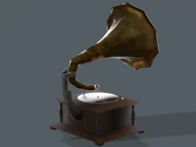Old Gramaphone Low-poly 3D model