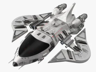  Futuristic Space Fighter Craft White 
