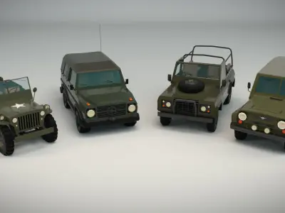 Low Poly Military Jeep Pack