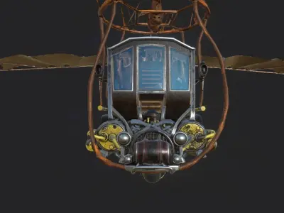 Steampunk AirShip Low-poly 3D model PBR Low-poly 3D model