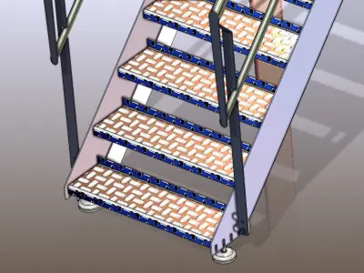 Hygienic platform with heavy duty plastic gratings 3D model