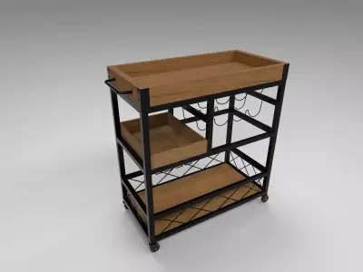 Wooden Serving Trolley 3D model purchase