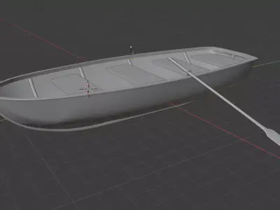 Old Wooden Paddle Boat 3D model