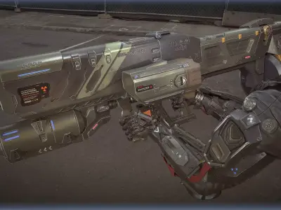 FPS Sci Fi Hands With Launcher Low-poly 3D model