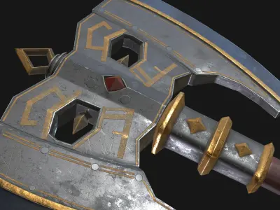 Fantasy Great Axe 02 Low-poly 3D model