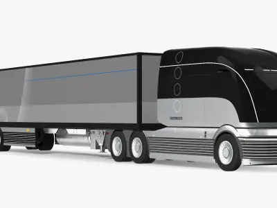 Futuristic Hydrogen Concept Semi Truck with Trailer 3D model