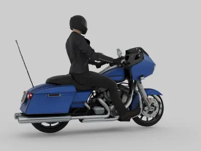 Harley Davidson Roadglide2021 And Biker Ride Pose Free 3D model